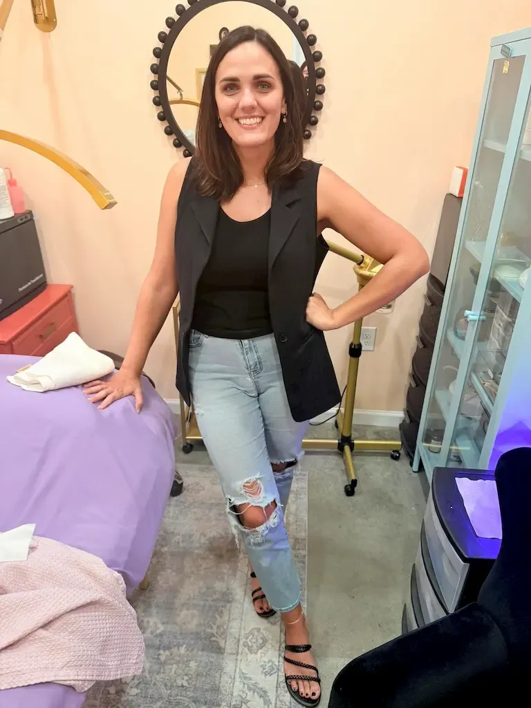 Stephanie in her treatment room at Esthetics by Stephanie